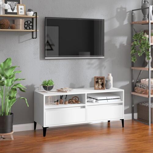 Tv-bord 100x34,5x44,5 cm konstrueret træ hvid