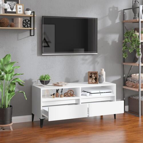 Tv-bord 100x34,5x44,5 cm konstrueret træ hvid