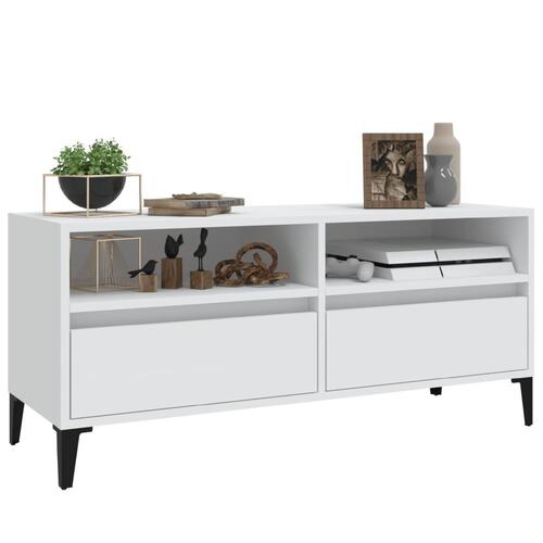 Tv-bord 100x34,5x44,5 cm konstrueret træ hvid