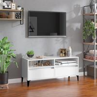 Tv-bord 100x34,5x44,5 cm konstrueret træ hvid højglans