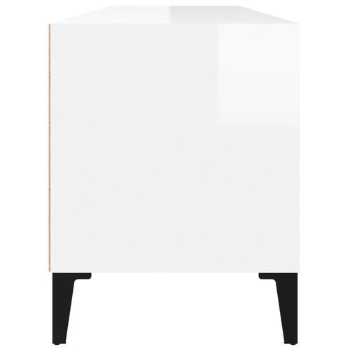 Tv-bord 100x34,5x44,5 cm konstrueret træ hvid højglans