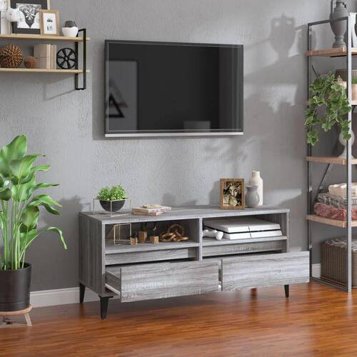 Tv-bord 100x34,5x44,5 cm konstrueret træ grå sonoma-eg