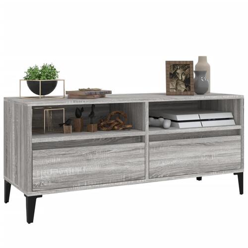 Tv-bord 100x34,5x44,5 cm konstrueret træ grå sonoma-eg