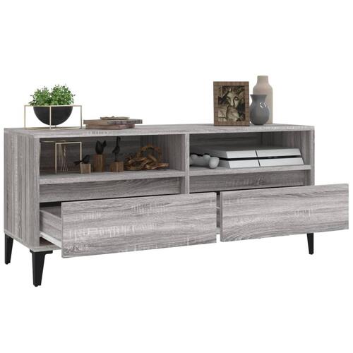 Tv-bord 100x34,5x44,5 cm konstrueret træ grå sonoma-eg