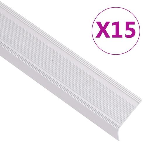 15 stk. trappelister L-facon 90 cm aluminium sølvfarvet
