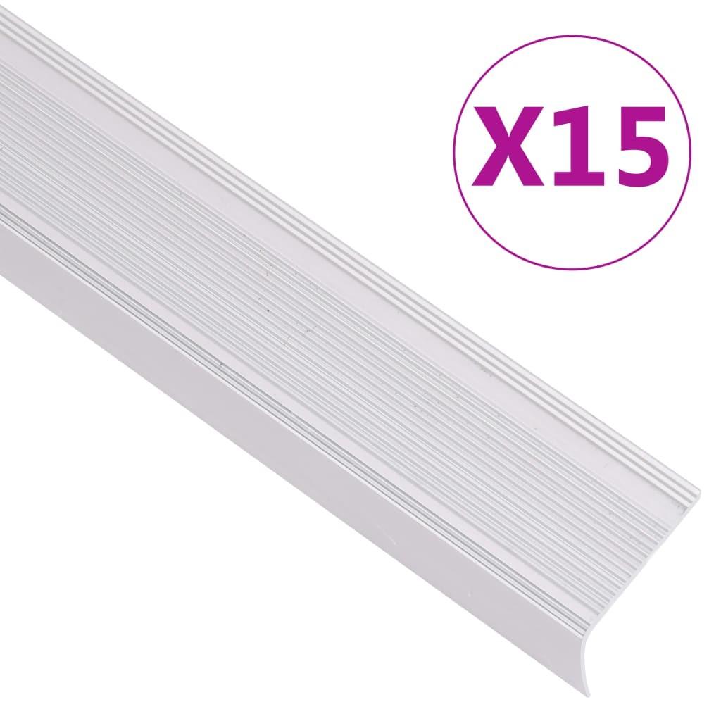 15 stk. trappelister L-facon 90 cm aluminium sølvfarvet