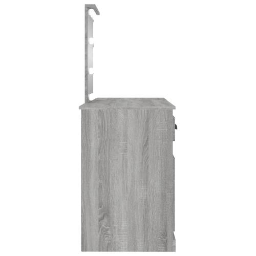 Makeupbord med LED-lys 130x50x132,5 cm grå sonoma-eg