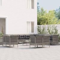 Loungesæt til haven 13 dele med hynder polyrattan grå