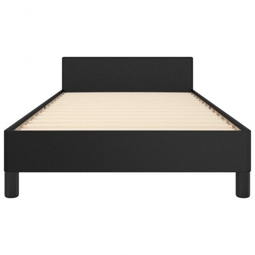 Sengeramme med sengegavl 90x190 cm - kunstlæder, sort