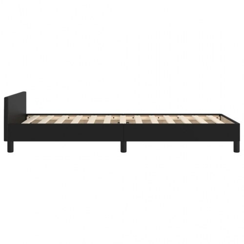 Sengeramme med sengegavl 90x190 cm - kunstlæder, sort