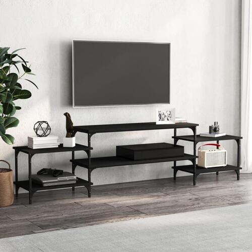 Tv-bord 197x35x52 cm konstrueret træ sort