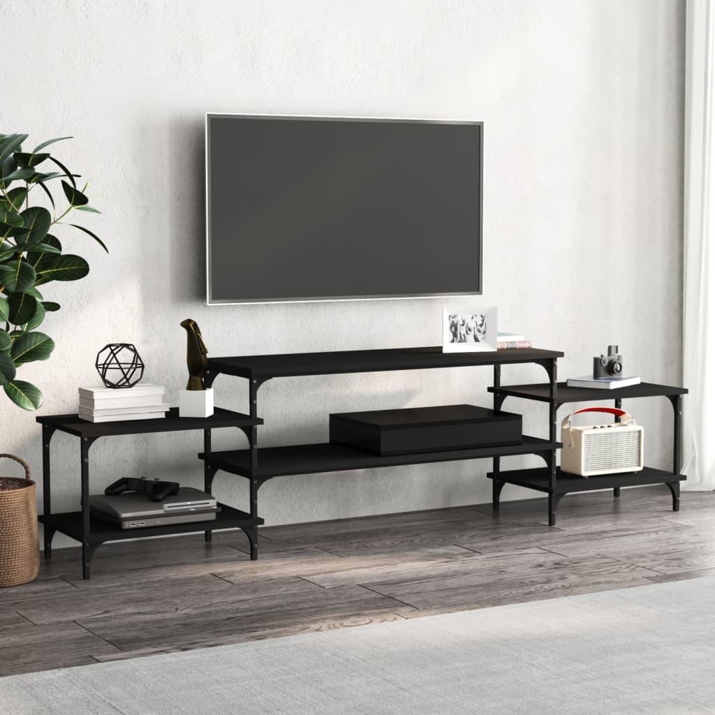 Tv-bord 197x35x52 cm konstrueret træ sort