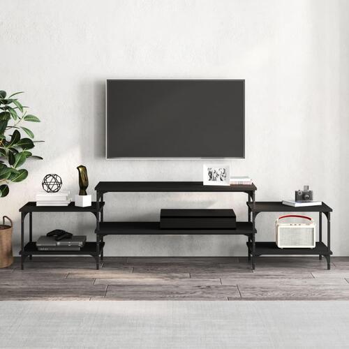 Tv-bord 197x35x52 cm konstrueret træ sort