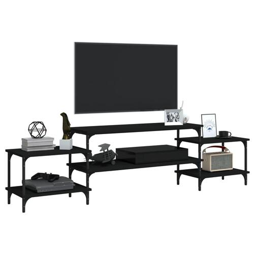 Tv-bord 197x35x52 cm konstrueret træ sort