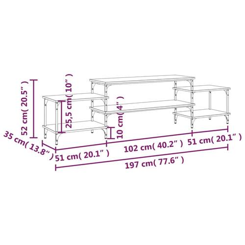 Tv-bord 197x35x52 cm konstrueret træ sort