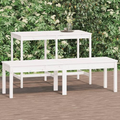 2-personers havebænk 159,5x44x45 cm massivt fyrretræ hvid