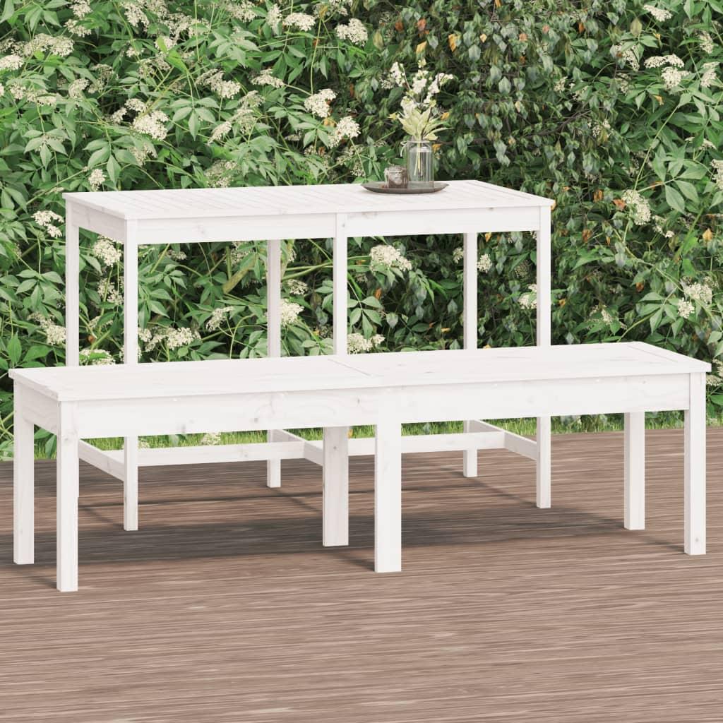 2-personers havebænk 159,5x44x45 cm massivt fyrretræ hvid