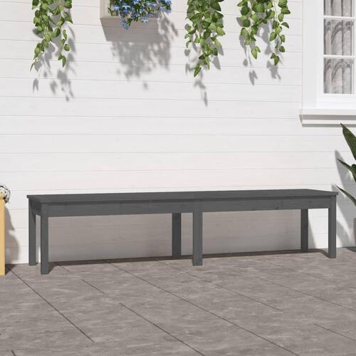 2-personers havebænk 203,5x44x45 cm massivt fyrretræ grå