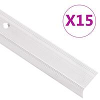 15 stk. trappelister L-facon 100 cm aluminium sølvfarvet