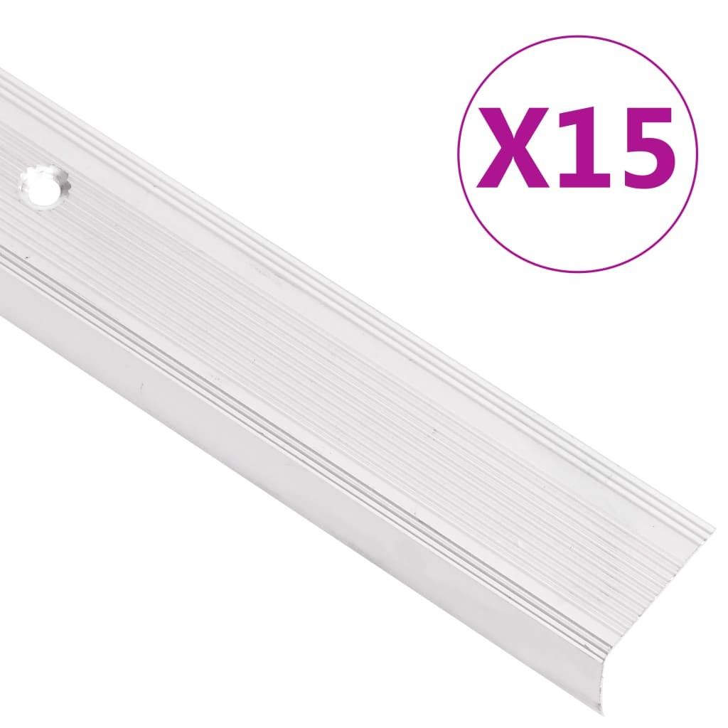 15 stk. trappelister L-facon 100 cm aluminium sølvfarvet