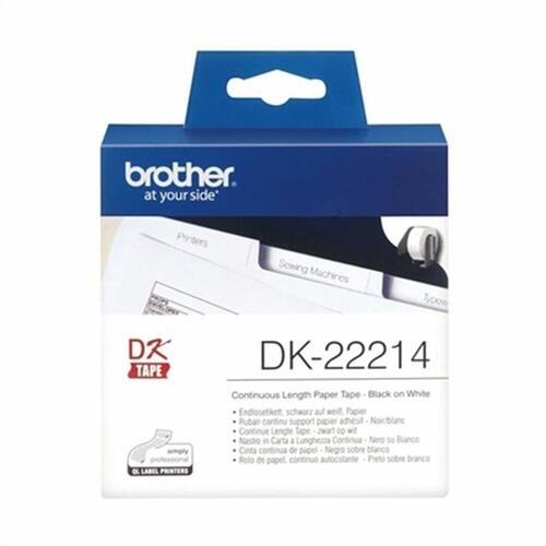 Uafbrudt Varme Hulstrimmel Brother DK-22214 12 x 30,48 mm Hvid Sort Sort/Hvid