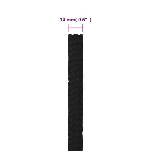 Arbejdsreb 14 mm 250 m polyester sort