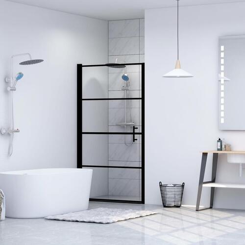 Brusedør 100x178 cm hærdet glas sort