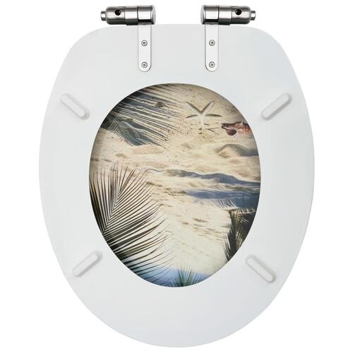 Toiletsæde med soft close-låg MDF stranddesign