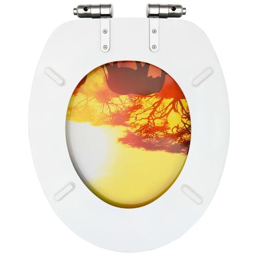 Toiletsæde med soft close-låg MDF savannedesign