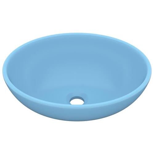 Luksuriøs håndvask 40x33 cm keramisk oval mat lyseblå