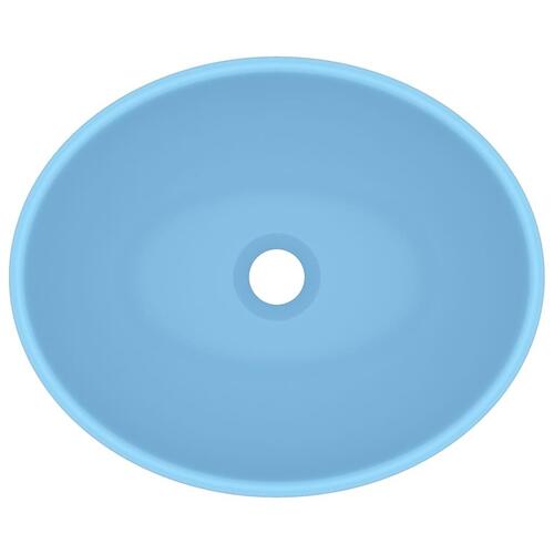 Luksuriøs håndvask 40x33 cm keramisk oval mat lyseblå