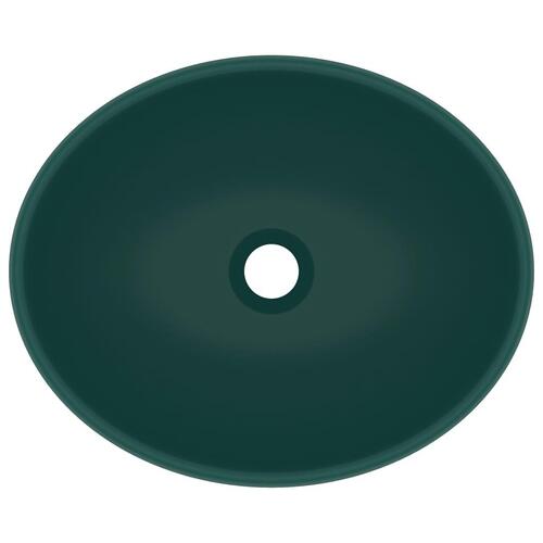 Luksuriøs håndvask 40x33 cm keramisk oval mat mørkegrøn