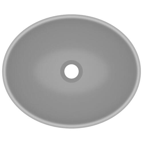 Luksuriøs håndvask 40x33 cm keramisk oval mat lysegrå