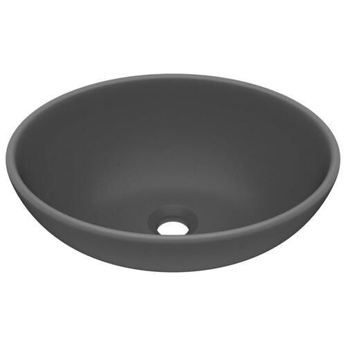 Luksuriøs håndvask 40x33 cm keramisk oval mat mørkegrå