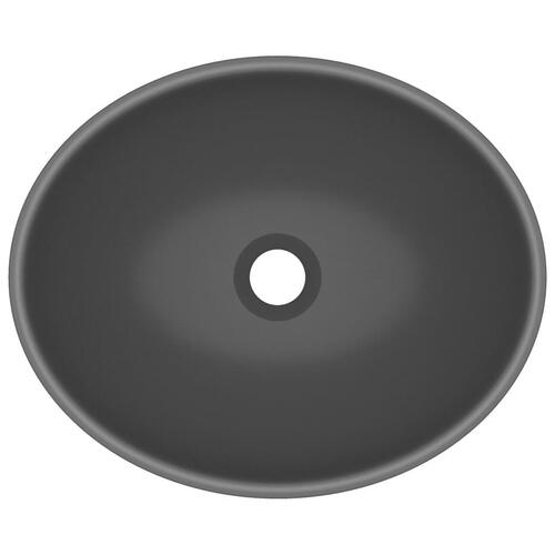 Luksuriøs håndvask 40x33 cm keramisk oval mat mørkegrå