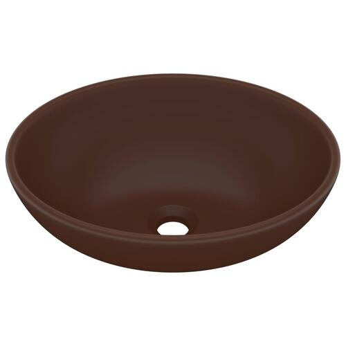 Luksuriøs håndvask 40x33 cm keramisk oval mat mørkebrun