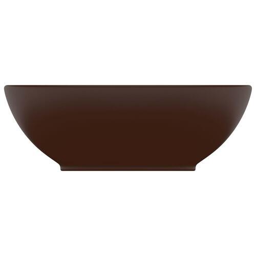Luksuriøs håndvask 40x33 cm keramisk oval mat mørkebrun