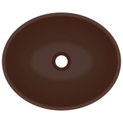 Luksuriøs håndvask 40x33 cm keramisk oval mat mørkebrun
