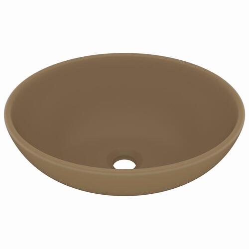 Luksuriøs håndvask 40x33 cm keramisk oval mat cremefarvet