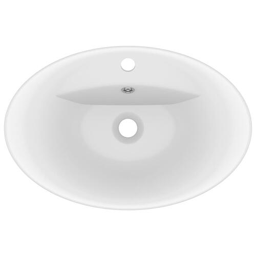 Luksuriøs håndvask overløb 58,5x39 cm keramisk oval mat hvid