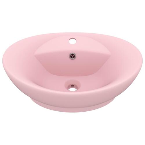 Luksuriøs håndvask med overløb 58,5x39 cm keramik oval mat pink