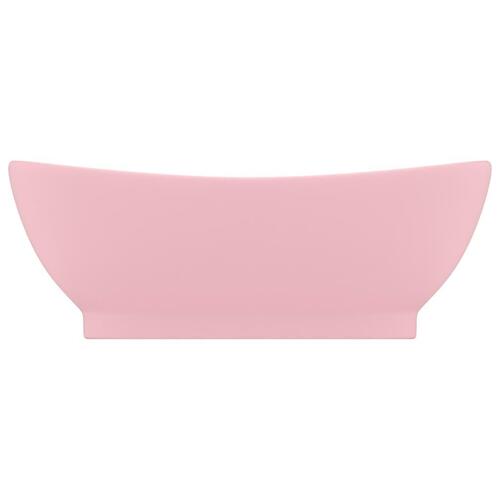 Luksuriøs håndvask med overløb 58,5x39 cm keramik oval mat pink