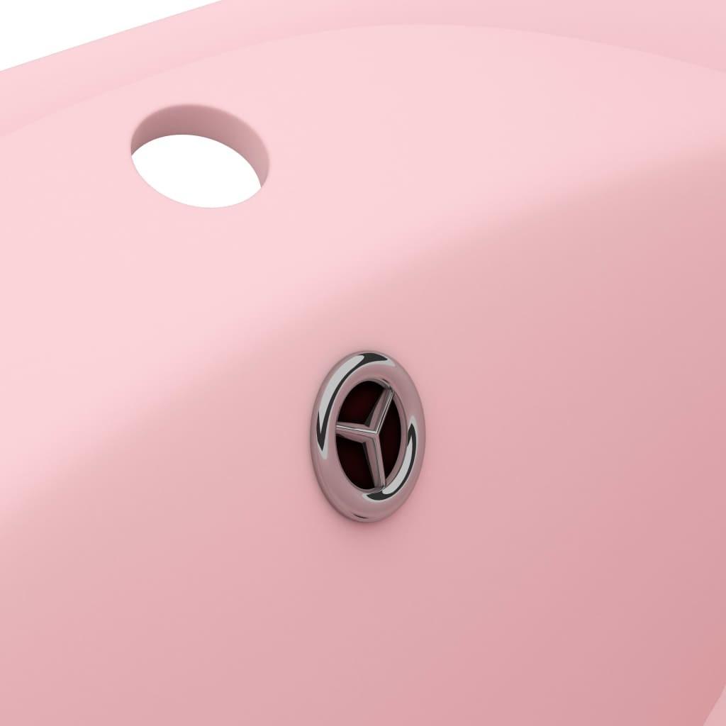 Luksuriøs håndvask med overløb 58,5x39 cm keramik oval mat pink