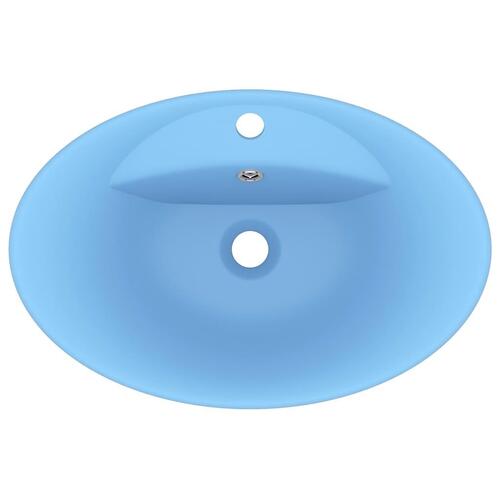 Luksuriøs håndvask overløb 58,5x39 cm keramik oval mat lyseblå