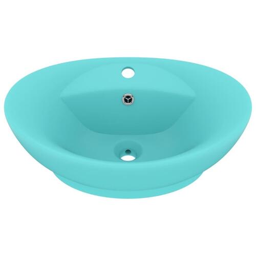 Luksuriøs håndvask overløb 58,5x39 cm keramik oval mat lysegrøn