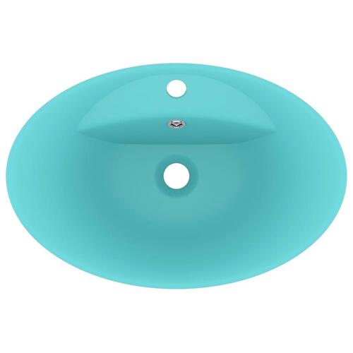Luksuriøs håndvask overløb 58,5x39 cm keramik oval mat lysegrøn