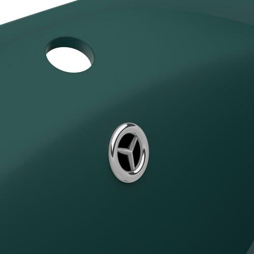 Håndvask med overløb 58,5x39 cm keramik oval mat mørkegrøn