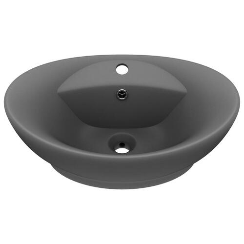 Luksuriøs håndvask overløb 58,5x39 cm keramik oval mat mørkegrå