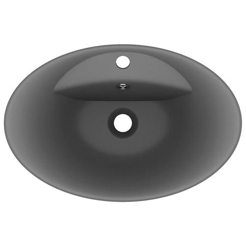 Luksuriøs håndvask overløb 58,5x39 cm keramik oval mat mørkegrå