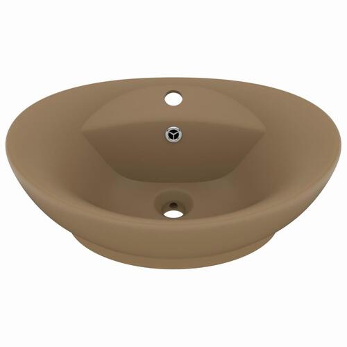 Luksuriøs håndvask overløb 58,5x39 cm keramik oval mat creme